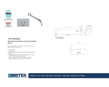 Britex - Commercial Tapware | Wall Mounted Sensor Tap with 225mm Spout 