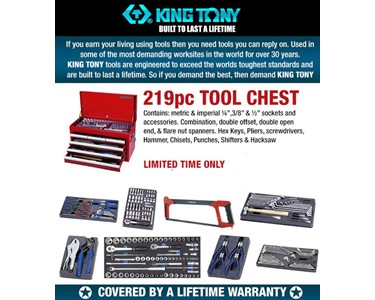 King Tony - 219pc Tool Box with Chest Industrial Quality 