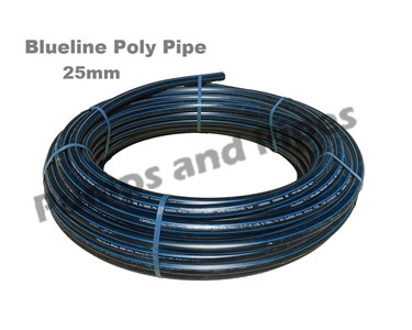 25mm Poly Pipe Roll PN12.5 HDPE Blue Line Metric 