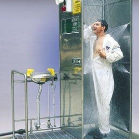 Store-Safe Multi-Spray Safety Shower Dual Platform with Eye Wash