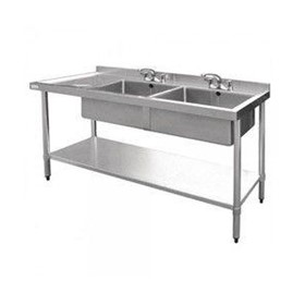Stainless Sink with Double Right Sink Bowls Splashback 1800 W x 700 D