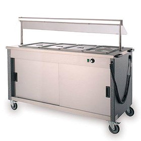 Mobile Bain Marie with Hot Cupboard & Heated Gantry -4GN | 4FBMD