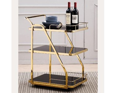Table Direct - Cocktail Trolley - Gold with Black Glass