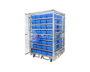 Contain It - Logistics & Storage Cage with Small Parts Bins Trolley | 1800