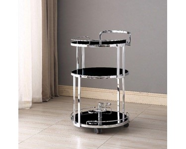 Table Direct - Cocktail Trolley Chrome with Black Glass Shelves