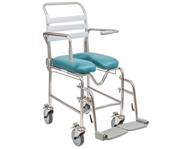 Juvo - Mobile Shower Commode | Adult –Attendant Propelled Swing-away Footrest