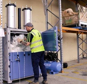 Pneumatic Baler at Liquex Logistics has Reduced Waste Collections from Twice a Week to Once a Month