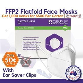 Face Masks FFP2 Flatfold with Free Ear-saver Clips