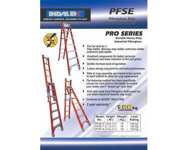 Indalex - Fibreglass Extension Ladder | Pro Series 8 ft