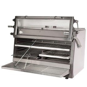 Charcoal oven-BBQ, GN 2/1 + GN1/1 (150 Kg/h)  Liftable Door Stainless 