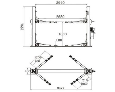 HiLift - 2 Post Hoist | YL-240 4.5Ton Base Plate Car Hoist