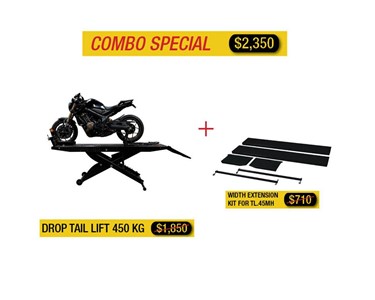 TuffLift - Motorcycle Hoist | Drop Tail with Width Extension Kit - TL.45MH+TL.XLT