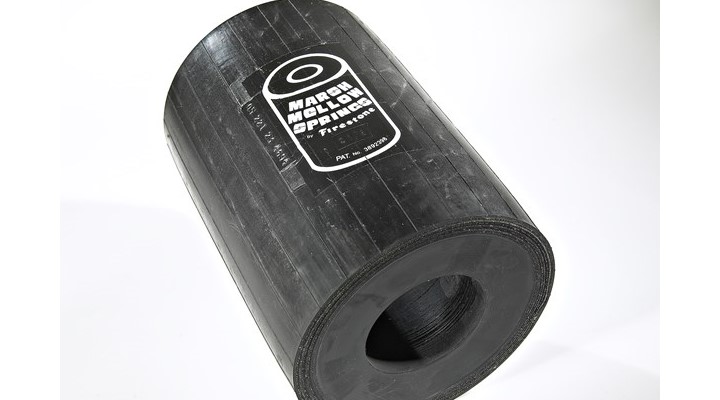 Air Springs' products include this heavy-duty Marsh Mellow rubber spring 