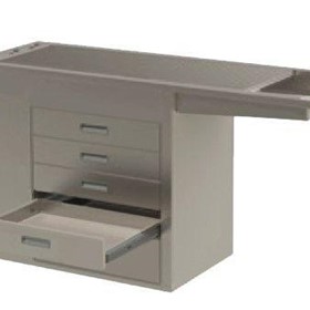 Stainless Steel Veterinary Wet Prep and Treatment Table, 5 Drawers