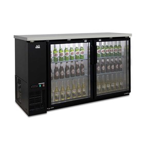 Two Door Commercial Bar Display Fridges with Stainless Steel Counter 