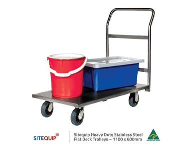Sitequip - Heavy Duty Stainless Steel Flat Deck Trolleys – 1100 x 600mm