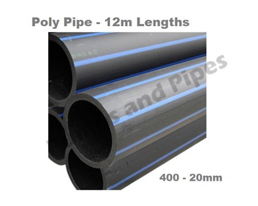 HDPE Poly Pipe 400mm - 20mm SDR11 PN16 Blueline 12m Length 