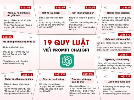 <div>19 quy luật viết prompt Chatgpt &ndash; Thực chiến cho tất cả mọi người 🚀</div>