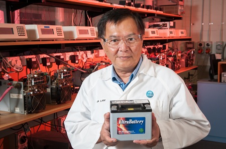 The UltraBattery combines the traditional lead acid battery and a supercapacitor into one.