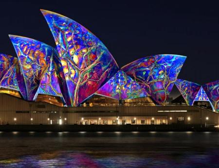 The Sydney Opera House lights up at Vivid Sydney.