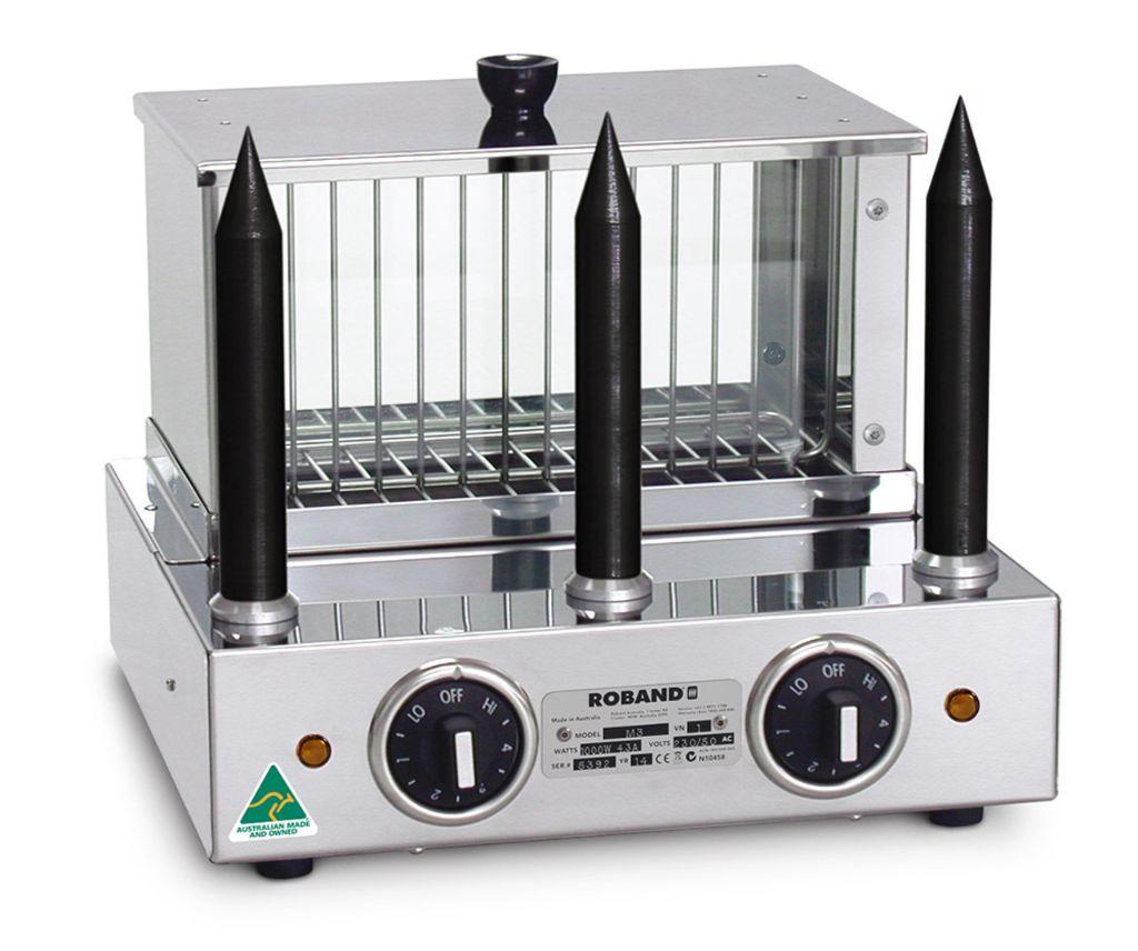 M3T Roband Hot Dog Warmer With 3 Teflon Coated Bun Warming Spikes for