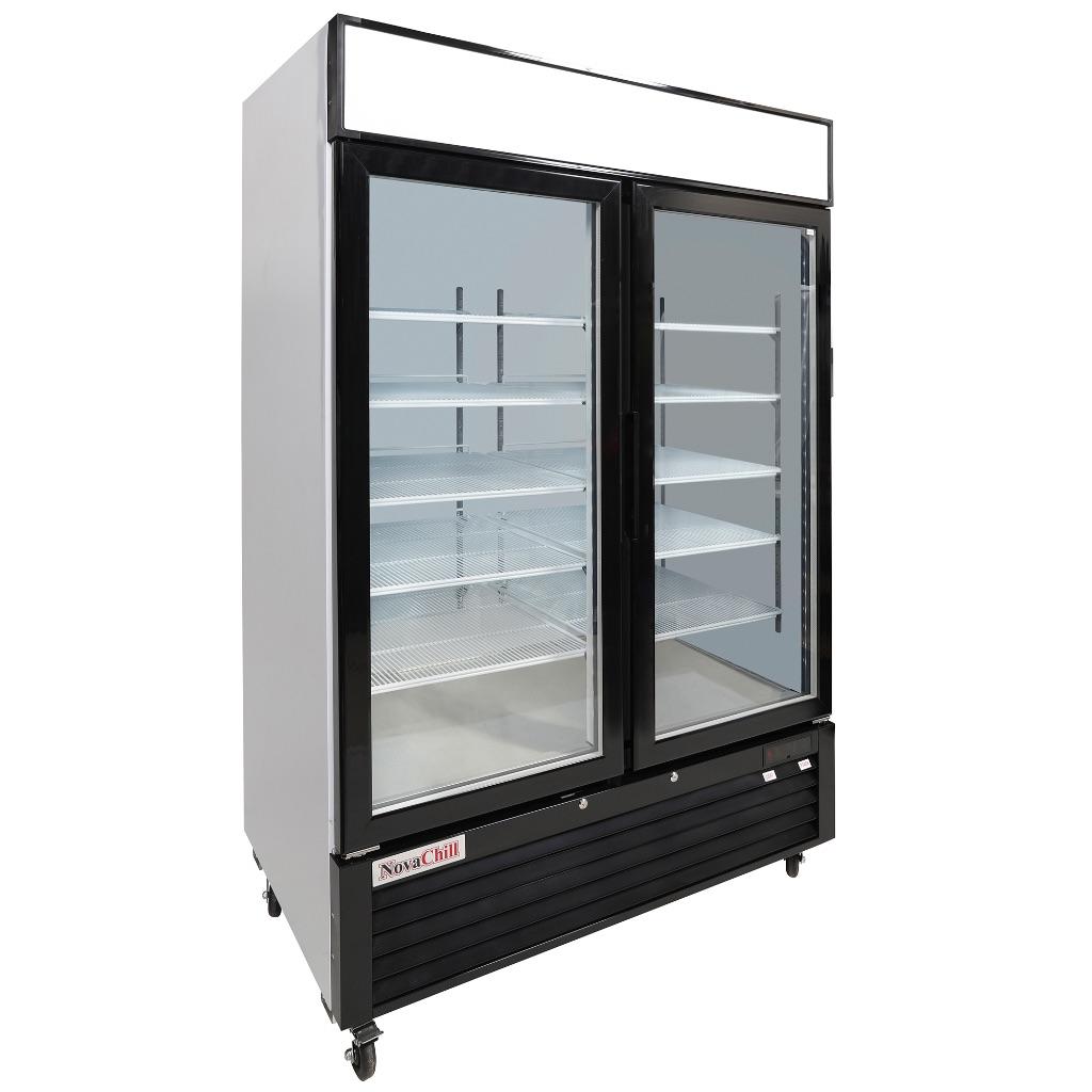 NovaChill Double Glass Door Upright Display Freezer 1320 Litre