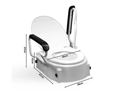 Adjustable Raised Booster Toilet Seat with Handles Armrests - 3 Height
