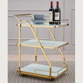 Cocktail Trolley - Gold with White Glass