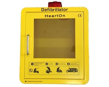 Door Alarmed Yellow AED Cabinet with Strobe Light | HeartOn