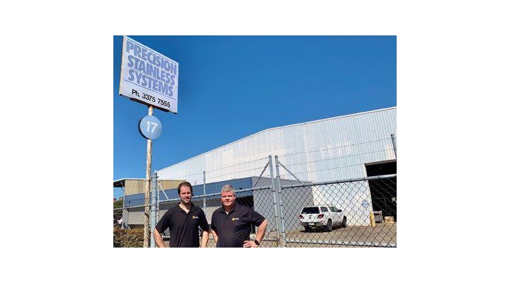 Anthony and Peter Gustafson outside Precision Stainless Systems, Darra QLD