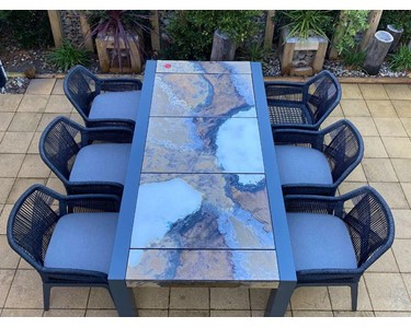 Domiziani - Dining Setting | Brando Rock Lava Stone Table With Serang Chairs- 7pc 
