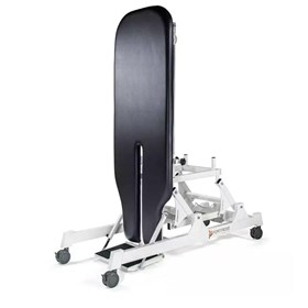 Fortress Stability Tilt Table / white frame / navy upholstery