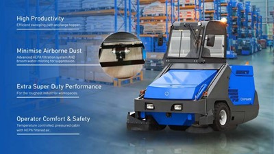 Conquest's NEW SD180-HEPA Industrial Sweeper with Pressurised Cabin