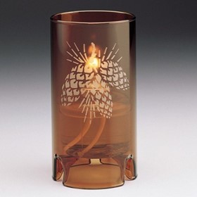 Etched Nutmeg Amber Candle Lamp