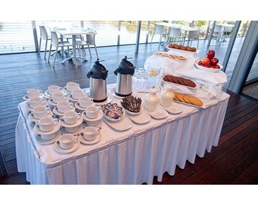 Tea and Coffee Station in White Boxed Pleat