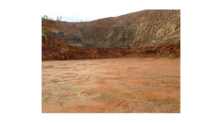 The mine pit following the release of the treated water.