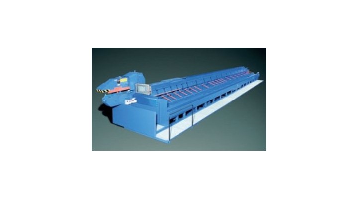 Pedax Metax GXE 2 Rebar Shearing Machine with positioning channel and two collection and transport channels.