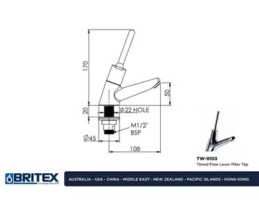 Britex - Commercial Tapware | Timed Flow Lever Pillar Tap