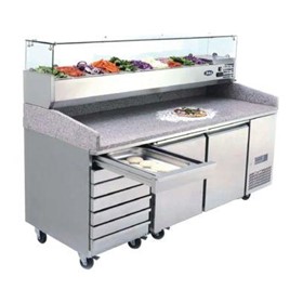 2 Door Refrigerated Pizza Table with Drawers | EPF3480 