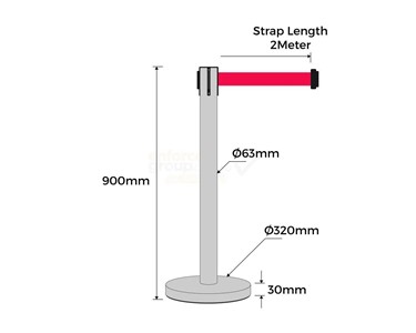 Enforcer Group - Retractable Belt Barrier Bollard | Stainless Steel - Red