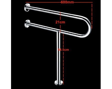 Gilani Engineering - Fixed Toilet Handrail Heavy Duty Stainless Steel Wall and Floor Wall
