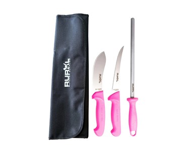 Rural Butcher Supplies - Cutting Knife | 3PC Butchers Set HOT PINK