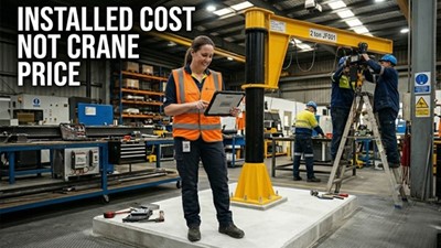 Jib Crane Prices in Australia (2026): Crane Cost, Installation, Running Expenses and Payback for Workshop and Factory Lifting