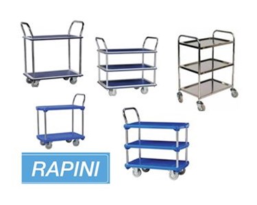 Rapini Multi Tier Flat Bed Traymobile Shelf Trolleys
