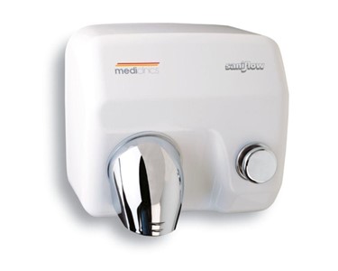 Mediclinics - Hand Dryer | Saniflow hand dryer, nozzle, manual. White steel.