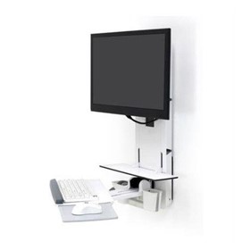 Wall Mount Computer Workstation | Sit-Stand Vertical Lift Patient Room
