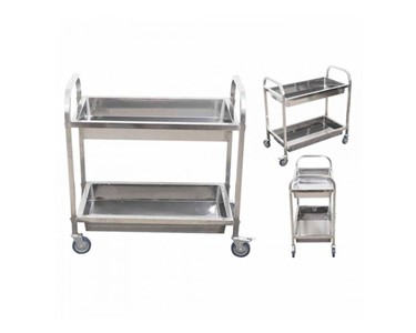 SOGA - 2 Tier Deep Shelf Stainless Steel Trolley Cart 850W X 450D X 900H