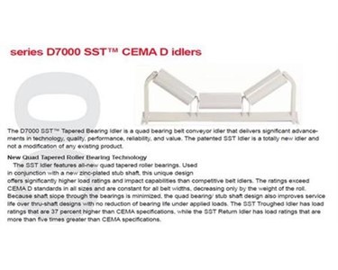 FMC - Conveyor Idlers - Series FMC D7000 SST II CEMA D, Mine-duty