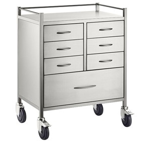 Stainless Steel Resuscitation Trolley Seven Drawer