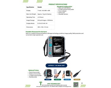 APS Technology Australia - M5V Portable Waterproof Veterinary Ultrasound